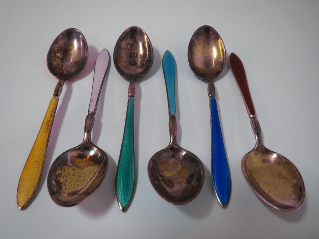 David Andersen Enameled Sterling Demitasse Spoons