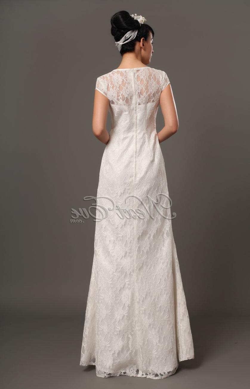 Lace V Neck Wedding Gown