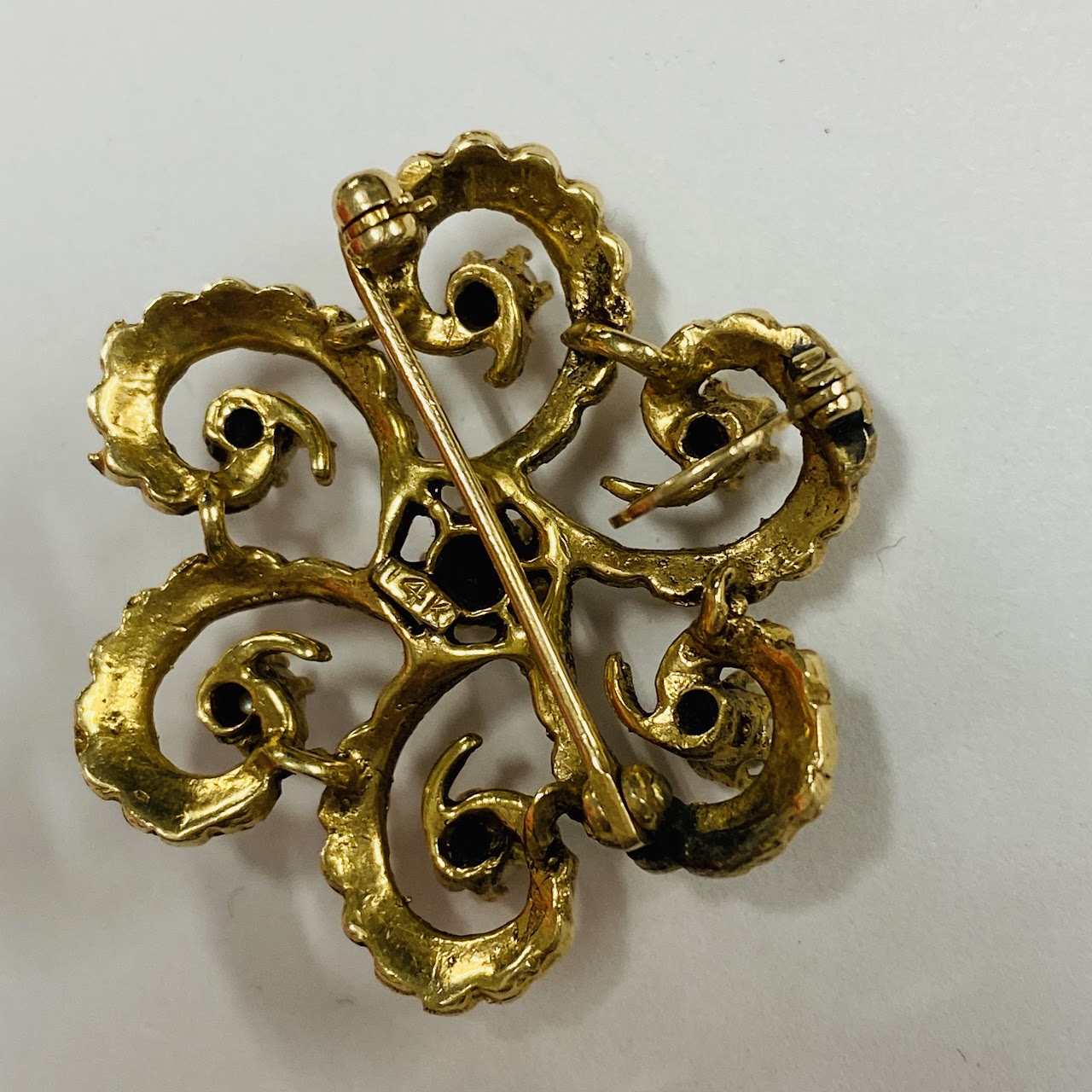 14K Gold and Pearl Brooch