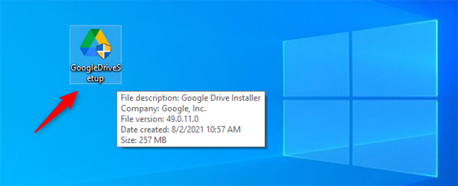 Il file di installazione di GoogleDriveSetup.exe