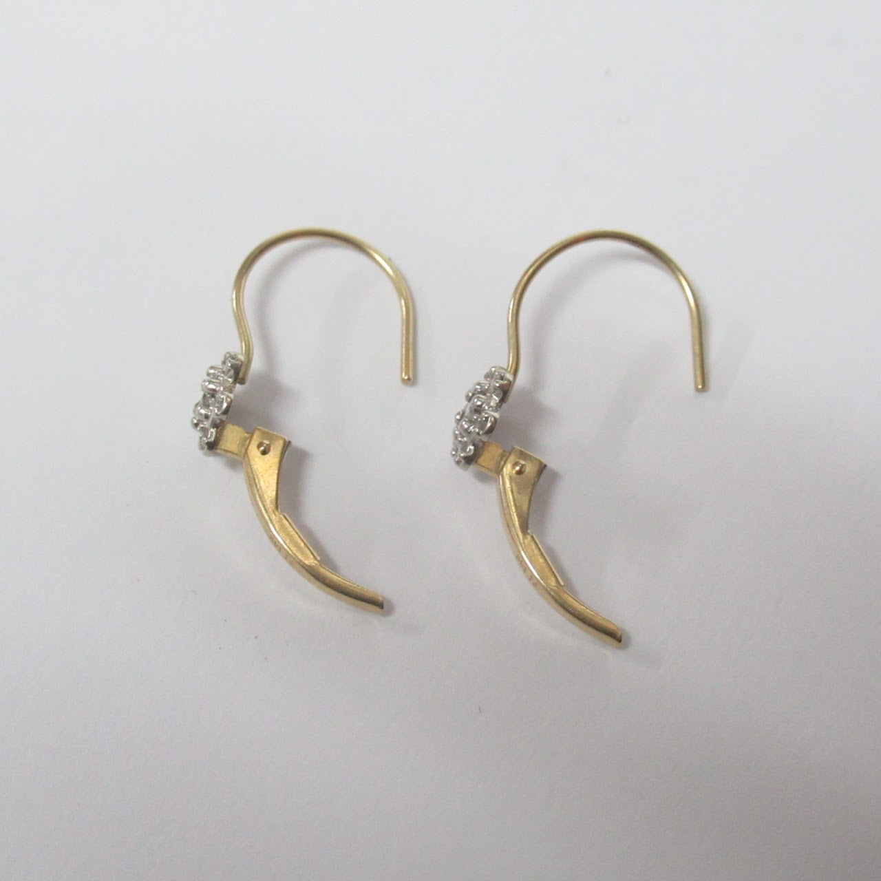 14K Gold and Diamond Snowflake Earrings