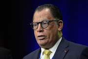 SA Football Association President Danny Jordaan during at a press conference at Sandton Convention Centre on June 25 2022.