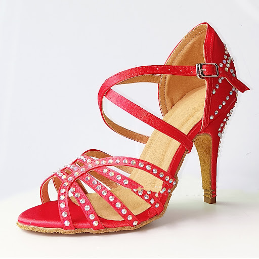 Title 6, Red With Diamond Latin Dance Shoes Womens High...