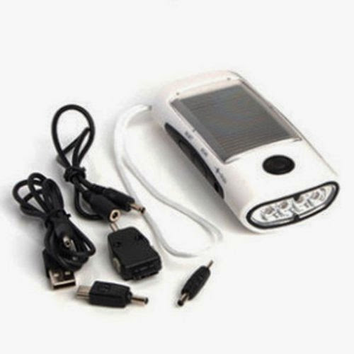  White Multi-function Solar Charger Flashlight Radio For Cell Phone MP3 Charger