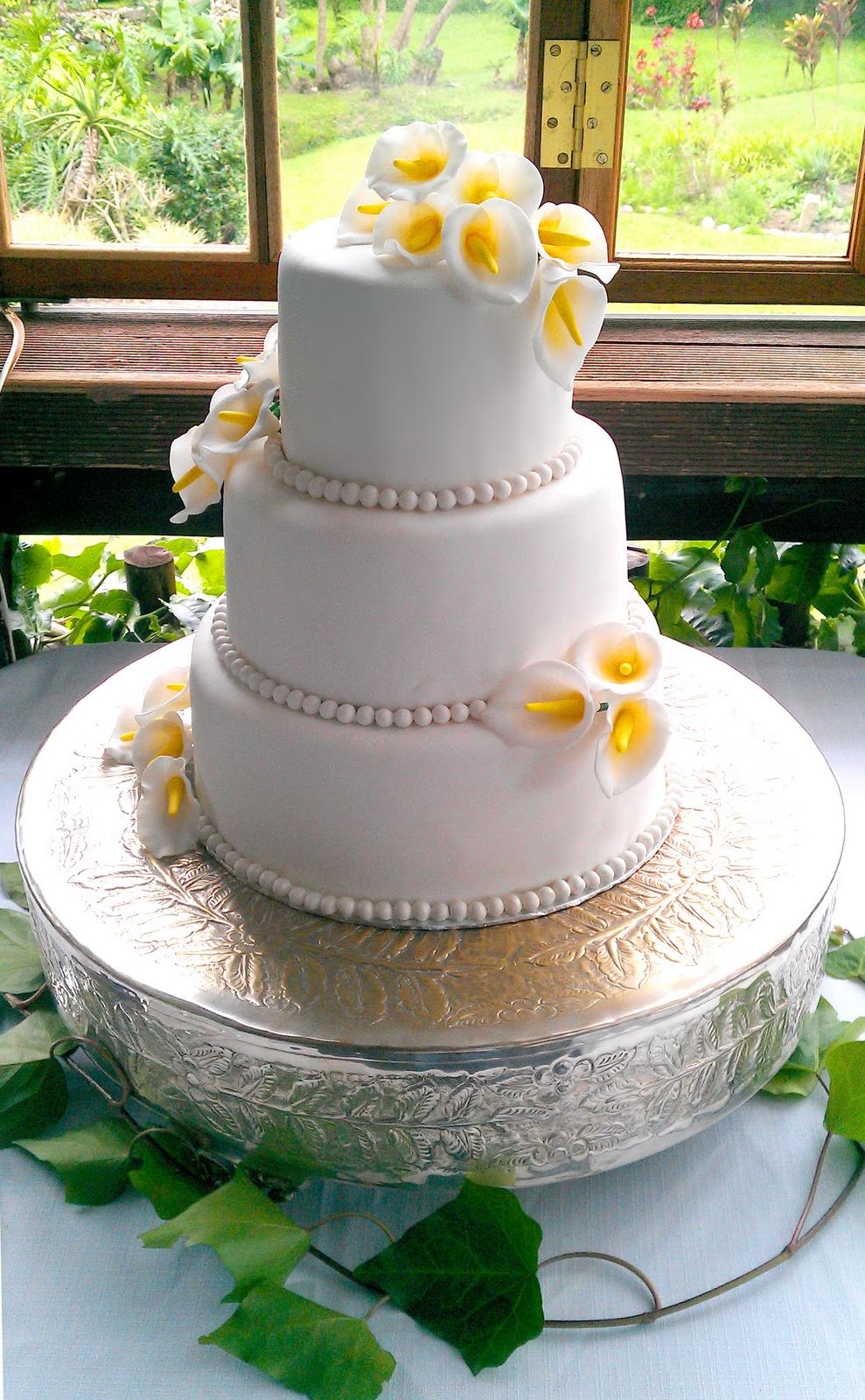 3 Tier Arum Lily Wedding Cake