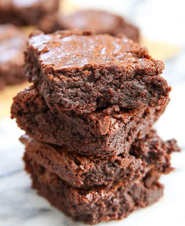 photo of a stack of Dulce De Leche Brownies