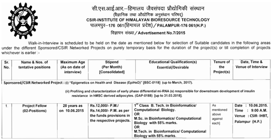 IHBT Bioinformatics Project Walk Ins