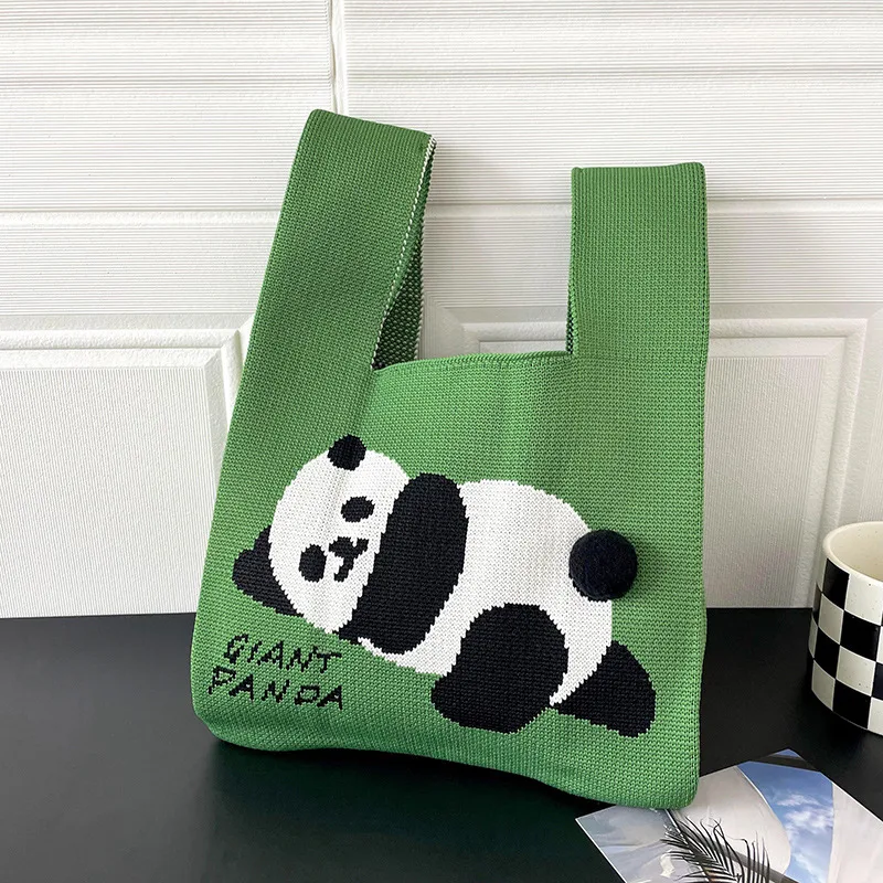 Vest Bag Knitted Cute Panda Shoulder Handbag A Stylish and Adorable Handbag Perfect for Everyday Use Offering Convenienc