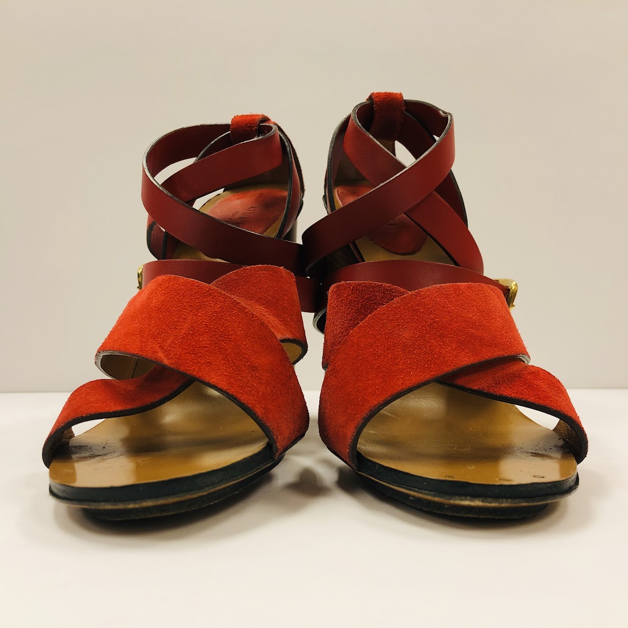 Gucci Red Suede Sandals