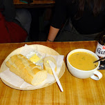 enjoying the Lobster soup at the Seabaron in Reykjavik, Iceland 