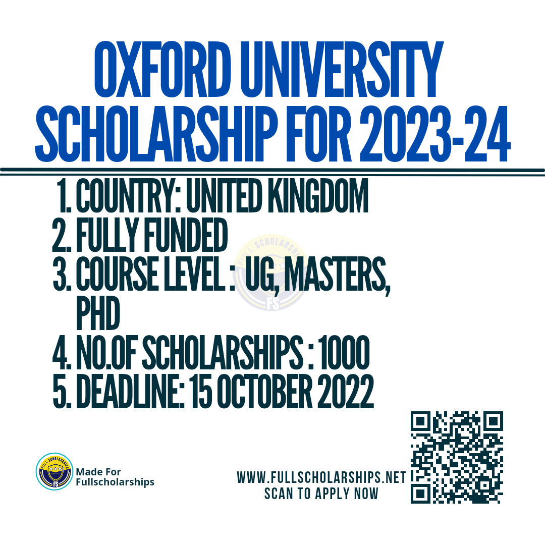 phd in oxford university with scholarship