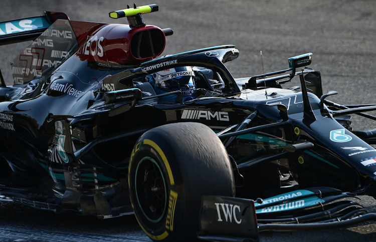 Mercedes' Finnish driver Valtteri Bottas drives during the sprint session at the Autodromo Nazionale circuit in Monza, on September 11, 2021, ahead of the Italian Formula One Grand Prix.