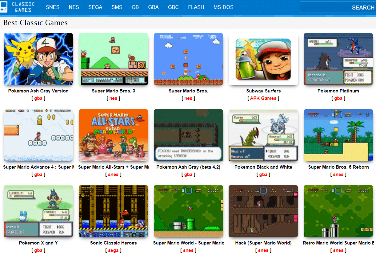 ClassicGames.me |  最も安全なROMサイト