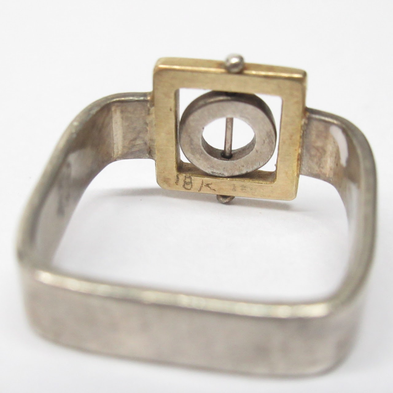 18K Gold & Sterling Geometric Ring