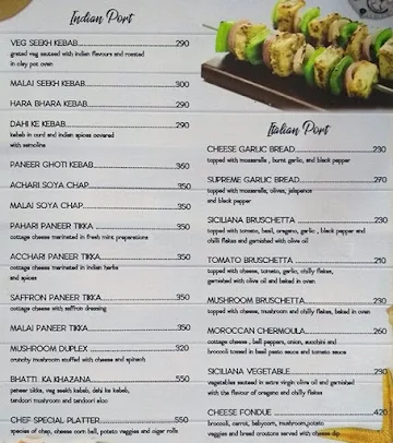 Sky Beach menu 