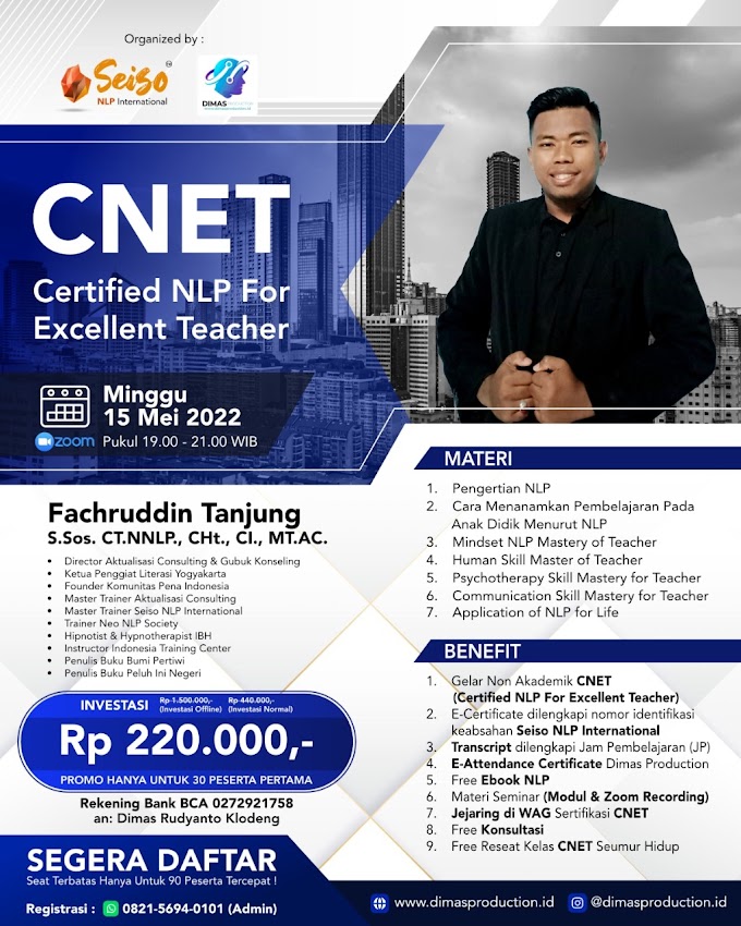 WA.0821-5694-0101 | Certified NLP For Excellent Teacher (CNET)