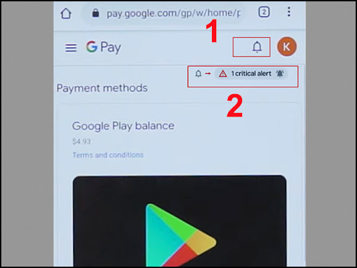 Nhấn vào biểu tượng Thông báo (hình cái chuông) trong G Pay