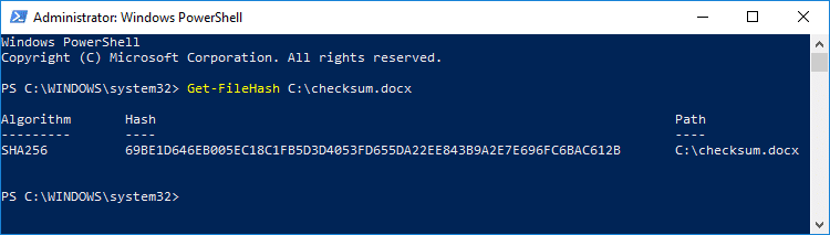 คำนวณเช็คซัมโดยใช้ PowerShell