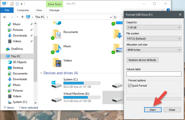 Windows, formaat, stations, opslag