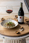 Steenberg Nebbiolo with mushroom risotto portrait.