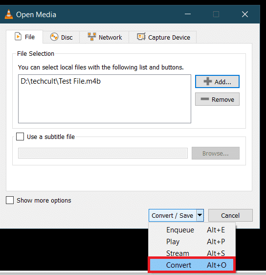 sélectionnez l'option de conversion.  Comment convertir M4B en MP3 dans Windows 10