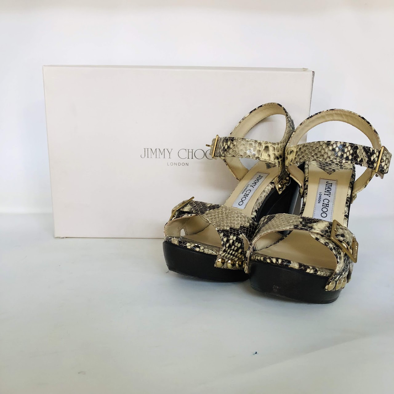 Jimmy Choo Python &Wood Sandals