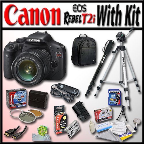 Canon EOS Rebel T2i 18.0MP Digital SLR Full HD Camera with Advanced Starter Kit 