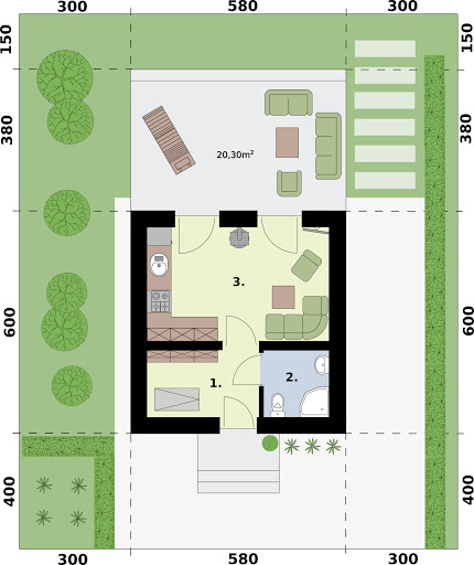 Lido 3 A OC ocieplony, letniskowy na zgłoszenie do 35m2 - Rzut parteru