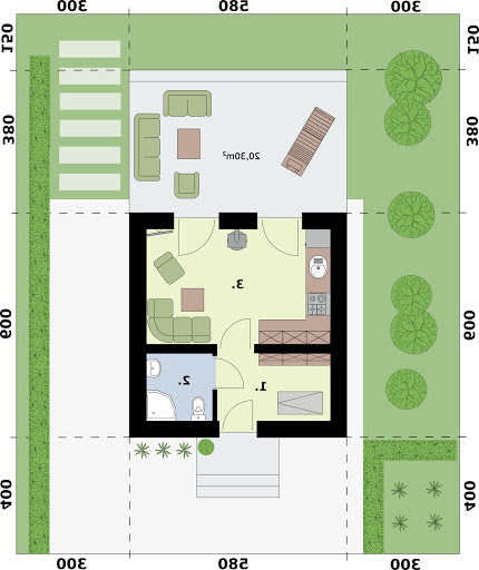 Lido 3 A OC ocieplony, letniskowy na zgłoszenie do 35m2 - Rzut parteru