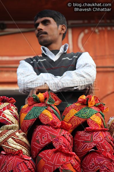 Turbans on sale in the market of Jaipur Wall City