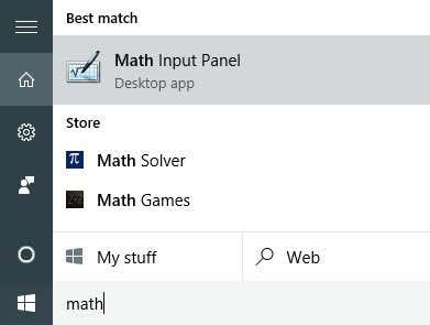 trova il pannello di input matematico