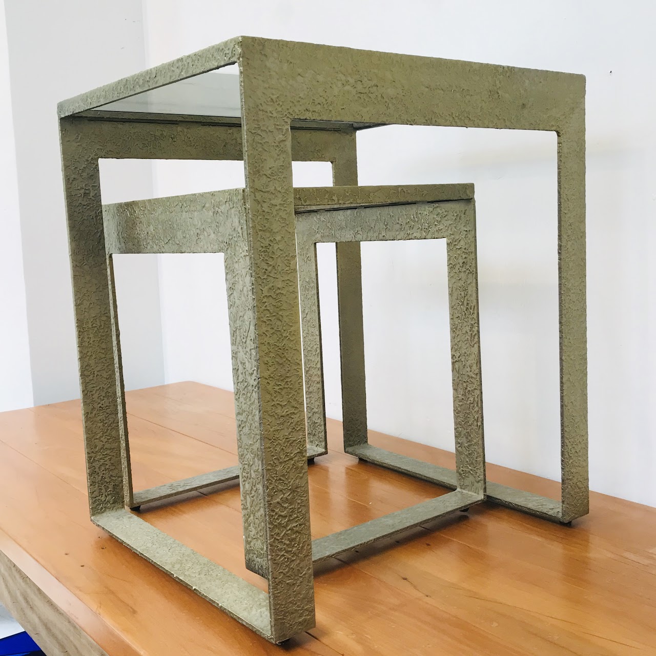 Cast Metal Nesting Table Pair