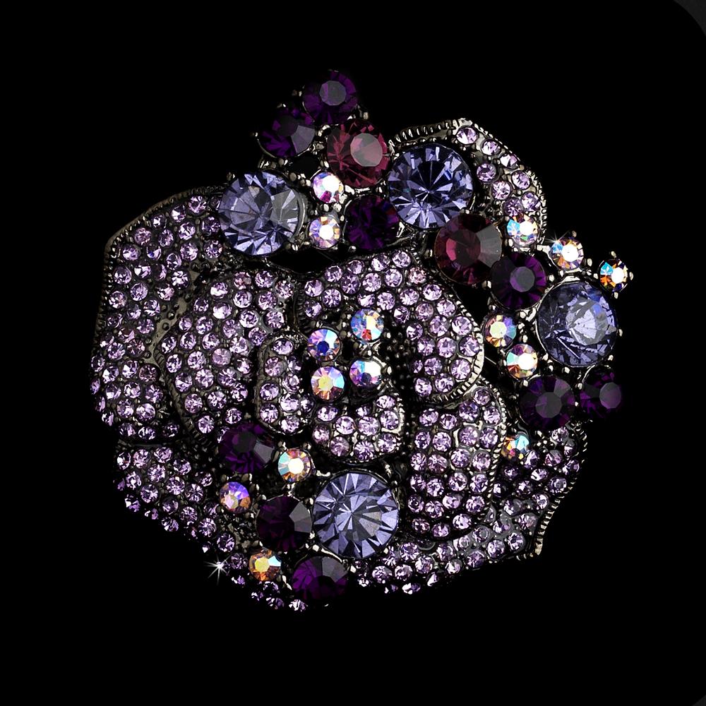 Antique Silver Tanzanite & Amethyst Brooch