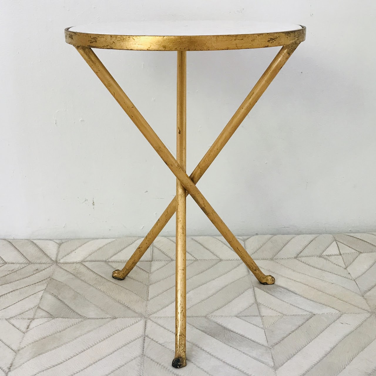 Campaign Style Stone-Top Accent Table