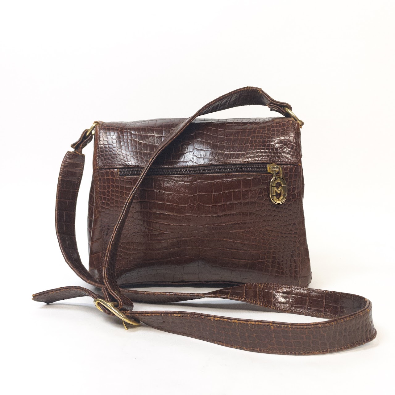 Messenger Bag - Croc Embossed Leather - Marino Orlandi