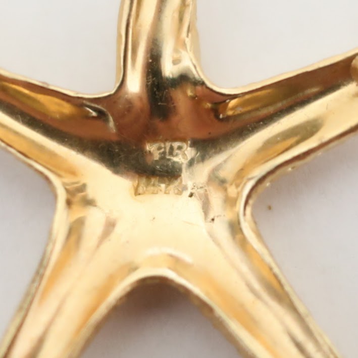 14K Gold Starfish Brooch