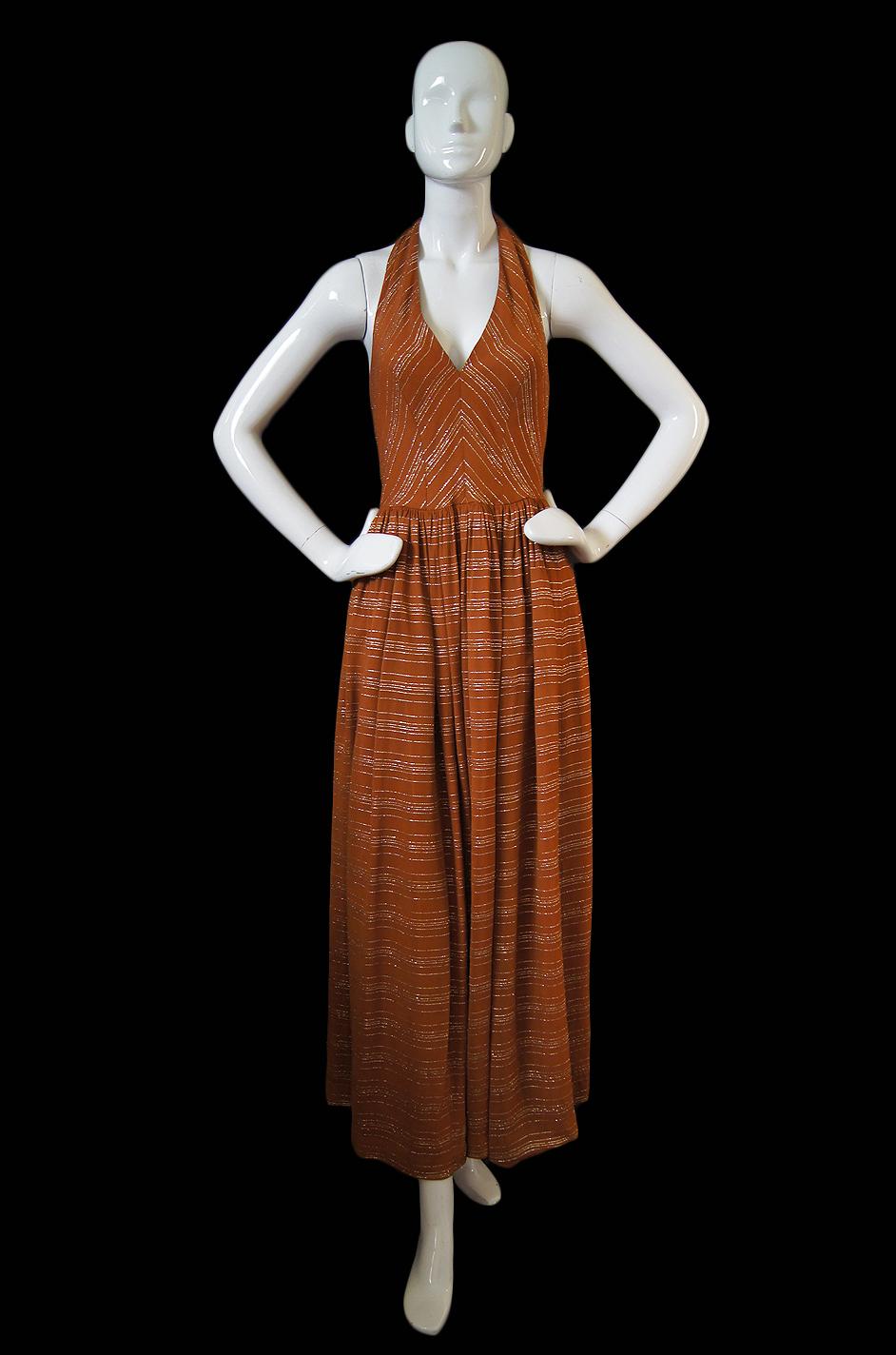 Rust Silk Backless Gown