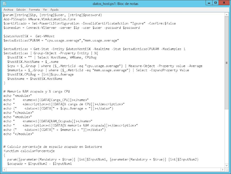 Aadir script PowerCLI para monitorizar servidor VMware ESXi con Pandora FMS