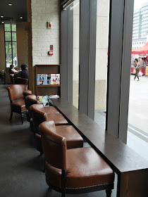 seats facing a window at Starbucks in Hengyang