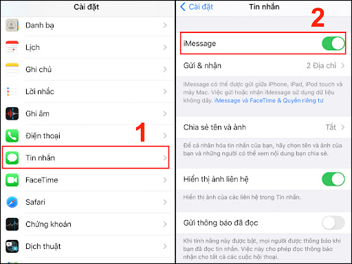 Bật và tắt iMessage