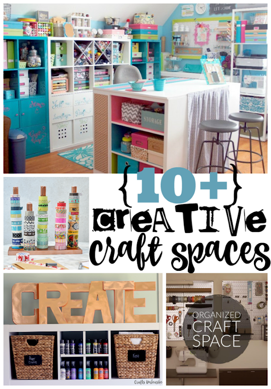 10  Creative Craft Spaces at GingerSnapCrafts.com #craftroom #organization #crafts