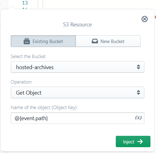 configuring the ‘s3.getObject()’ operation