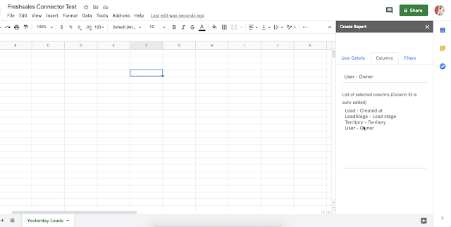 Screenshot of Freshsales Reports Connector