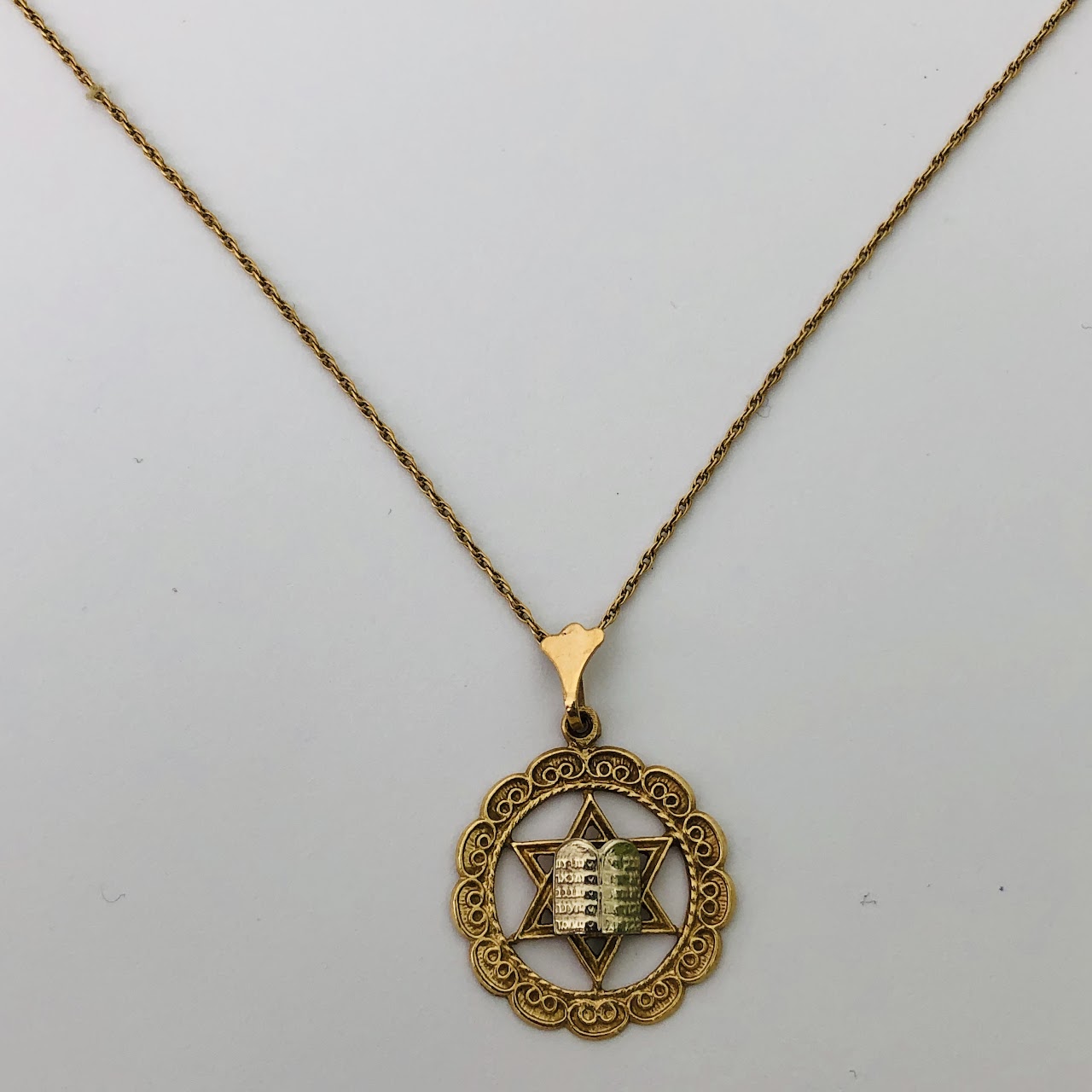 14K Gold Judaica Pendant Necklace