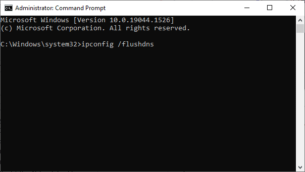 ตอนนี้พิมพ์ ipconfig flushdns ในหน้าต่างคำสั่งแล้วกด Enter