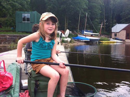 Poppy's first fish!! With Annie holding it!!