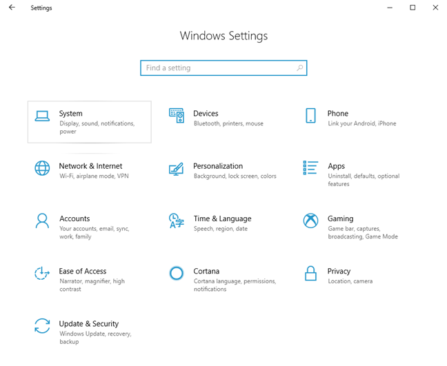 Configuración de Windows 10