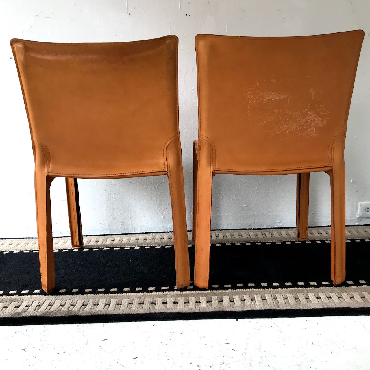 Cassina Leather Cab Dining Chair Pair