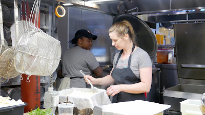 In the Kitchen with Chef Owner Troy MacLarty of Bollywood Theater - tasting the paneer for quality control