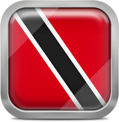 Trinidad and Tobago square flag with metallic frame
